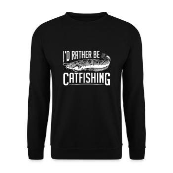 Ich würde lieber Catfishing Catfish Angeln - Unisex Pullover - Schwarz - Vorne - Alina (178cm) & Michal (187cm)