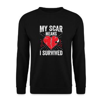 Heart Transplant Survivor Open-Heart Recovery Gift - Unisex Sweatshirt - black - Front - Alina (178cm) & Michal (187cm)