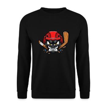Eishockeyspieler Hockey Puck bricht Stock - Unisex Pullover - Schwarz - Vorne - Alina (178cm) & Michal (187cm)