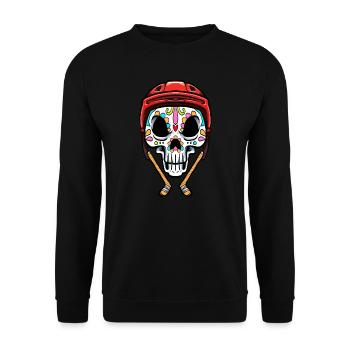 Eishockeyspieler Skull Mexican Ice Hockey - Unisex Pullover - Schwarz - Vorne - Alina (178cm) & Michal (187cm)