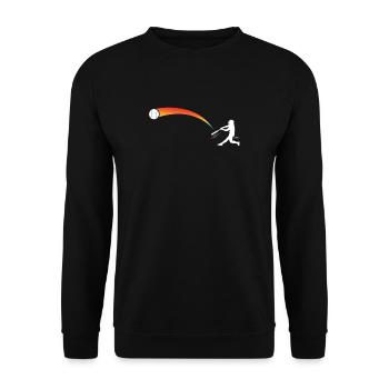 Skeleton Baseball Spieler Hitter Sunset Baseball - Unisex Pullover - Schwarz - Vorne - Alina (178cm) & Michal (187cm)