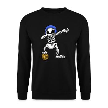 Wasserball-Teamplayer Dabbing Skeleton Wassersport - Unisex Pullover - Schwarz - Vorne - Alina (178cm) & Michal (187cm)