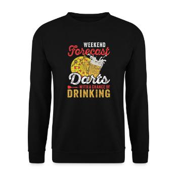 Dart Dartboard Week-end Prévisions Darts Boire - Sweat-shirt Unisexe - noir - Devant - Alina (178cm) & Michal (187cm)