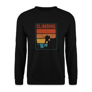 Climber Rock Climbing Vintage Climbing - Unisex Sweatshirt - black - Front - Alina (178cm) & Michal (187cm)