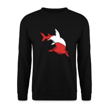 Scuba Diver Rot Weiße Flagge Hammerhead Tauchen - Unisex Pullover - Schwarz - Vorne - Alina (178cm) & Michal (187cm)