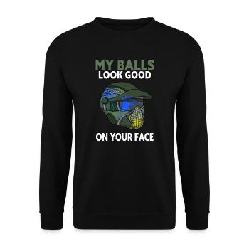 Painball Player Balls Look Good Paintball - Unisex Sweatshirt - black - Front - Alina (178cm) & Michal (187cm)