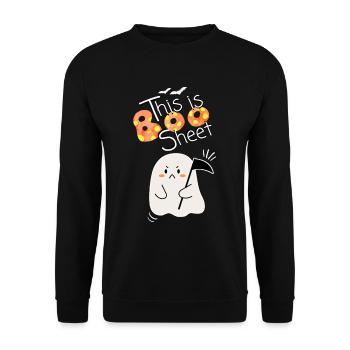 This Is Boo Sheet. Cute Angry Ghost. - Unisex Sweatshirt - black - Front - Alina (178cm) & Michal (187cm)
