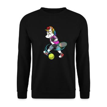 Tennis PLayer Unicorn Tennis - Unisex Sweatshirt - black - Front - Alina (178cm) & Michal (187cm)