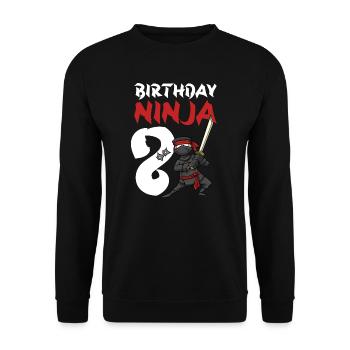 Geburtstagsparty 8 Jahre alter japanischer Ninja Geburtstag - Unisex Pullover - Schwarz - Vorne - Alina (178cm) & Michal (187cm)