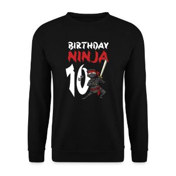 Birthday Party 10 Years Old Japanese Ninja - Unisex Sweatshirt - black - Front - Alina (178cm) & Michal (187cm)