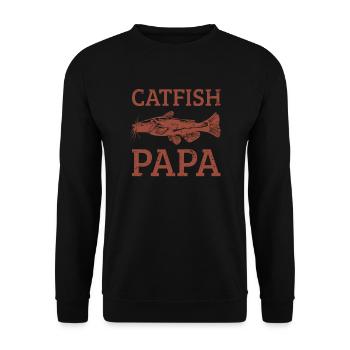 Wels Papa Angeln Catfishing Catfishing - Unisex Pullover - Schwarz - Vorne - Alina (178cm) & Michal (187cm)