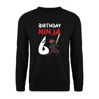 Geburtstagsparty 6 Jahre alter japanischer Ninja Geburtstag - Unisex Pullover - Schwarz - Vorne - Alina (178cm) & Michal (187cm)