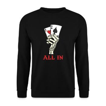 Joueur de poker Cartes de poker Ace Skeleton Hand Poker - Sweat-shirt Unisexe - noir - Devant - Alina (178cm) & Michal (187cm)