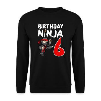 Geburtstagsparty 6 Jahre alter japanischer Ninja Geburtstag - Unisex Pullover - Schwarz - Vorne - Alina (178cm) & Michal (187cm)