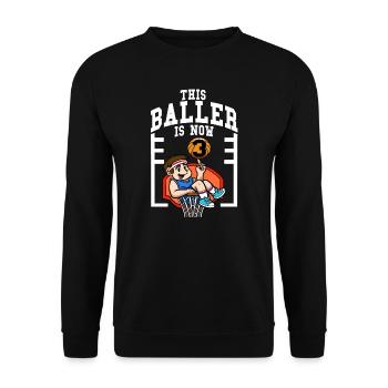 Basketball Player This Baller Is Now 3 Birthday - Unisex Sweatshirt - black - Front - Alina (178cm) & Michal (187cm)