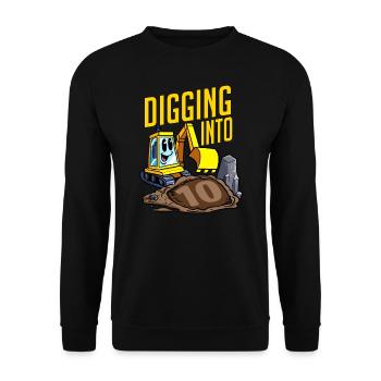 Conducteur de pelle creusant dans 10 anniversaire - Sweat-shirt Unisexe - noir - Devant - Alina (178cm) & Michal (187cm)