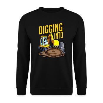 Excavator Driver Digging Into 9 Birthday Excavator - Unisex Sweatshirt - black - Front - Alina (178cm) & Michal (187cm)