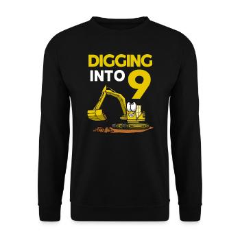 Excavator Driver Digging Into 9 Birthday Excavator - Unisex Sweatshirt - black - Front - Alina (178cm) & Michal (187cm)