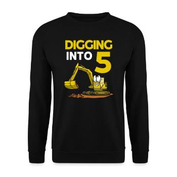 Conducteur de pelle creusant dans une pelle de 5 anniversaires - Sweat-shirt Unisexe - noir - Devant - Alina (178cm) & Michal (187cm)