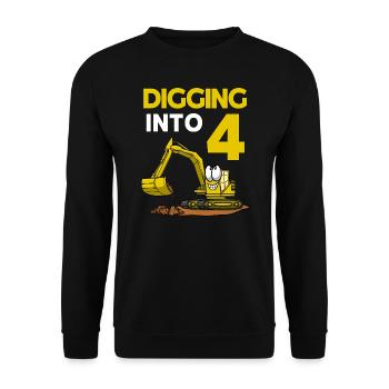 Excavator Driver Digging Into 4 Birthday Excavator - Unisex Sweatshirt - black - Front - Alina (178cm) & Michal (187cm)