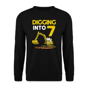 Excavator Driver Digging Into 7 Birthday Excavator - Unisex Sweatshirt - black - Front - Alina (178cm) & Michal (187cm)