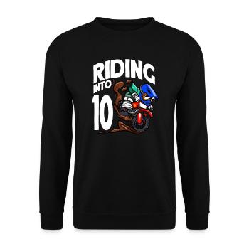 Reiten in 10 Geburtstag Fahrer Motocross Geburtstag - Unisex Pullover - Schwarz - Vorne - Alina (178cm) & Michal (187cm)