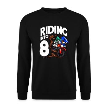 Reiten in 8 Geburtstag Fahrer Motocross Geburtstag - Unisex Pullover - Schwarz - Vorne - Alina (178cm) & Michal (187cm)