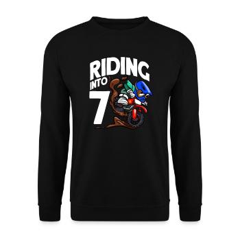 Reiten in 7 Geburtstag Fahrer Motocross Geburtstag - Unisex Pullover - Schwarz - Vorne - Alina (178cm) & Michal (187cm)