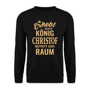 Name Christof Geschenk Geburtstag lustig König - Unisex Pullover - Schwarz - Vorne - Alina (178cm) & Michal (187cm)