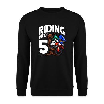 Fahren in 5 Geburtstag Fahrer Motocross Geburtstag - Unisex Pullover - Schwarz - Vorne - Alina (178cm) & Michal (187cm)