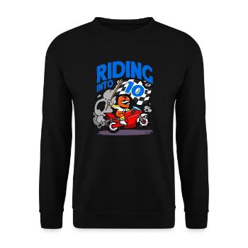 Motorcyclist Riding Into 10 Boy Motorcycle - Unisex Sweatshirt - black - Front - Alina (178cm) & Michal (187cm)