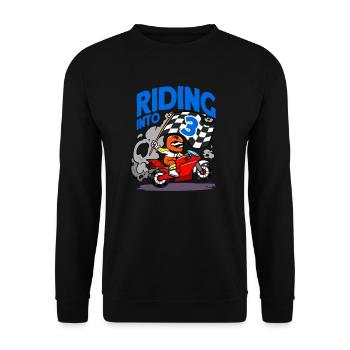 Motorcyclist Riding Into 3 Boy Motorcycle Birthday - Unisex Sweatshirt - black - Front - Alina (178cm) & Michal (187cm)