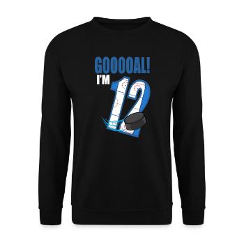 Ice Hockey Goal I'm 12 Hockey Player Birthday - Unisex Sweatshirt - black - Front - Alina (178cm) & Michal (187cm)