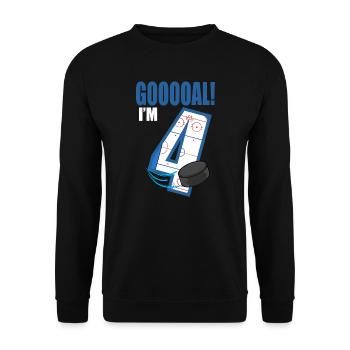 Ice Hockey Goal I'm 4 Hockey Player Birthday - Unisex Sweatshirt - black - Front - Alina (178cm) & Michal (187cm)