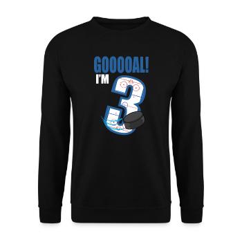 Eishockey Tor Ich bin 3 Eishockeyspieler Geburtstag - Unisex Pullover - Schwarz - Vorne - Alina (178cm) & Michal (187cm)
