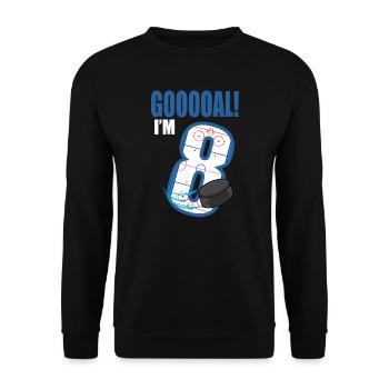 Ice Hockey Goal I'm 8 Hockey Player Birthday - Unisex Sweatshirt - black - Front - Alina (178cm) & Michal (187cm)