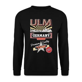Ulm Deutschland Stadt Skyline Vintage Retro - Unisex Pullover - Schwarz - Vorne - Alina (178cm) & Michal (187cm)