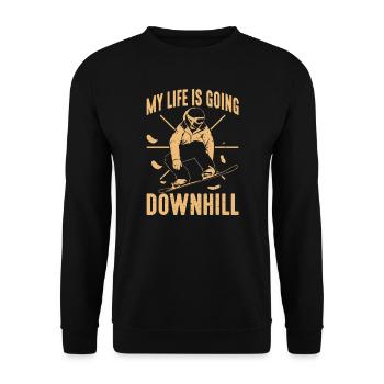 Snowboarding My Life Is Going Downhill Snowboarder - Unisex Sweatshirt - black - Front - Alina (178cm) & Michal (187cm)