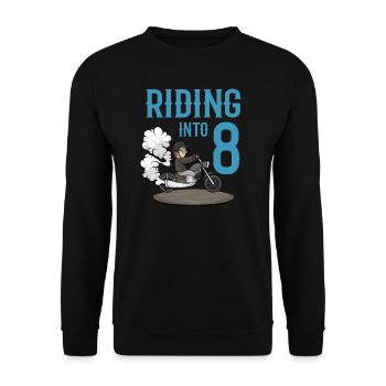 Motorcyclist Riding Into 8 Motorcycle Birthday - Unisex Sweatshirt - black - Front - Alina (178cm) & Michal (187cm)