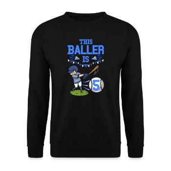Baseballspieler Dieser Baller ist 5 Geburtstag Baseball - Unisex Pullover - Schwarz - Vorne - Alina (178cm) & Michal (187cm)