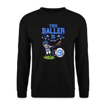 Baseballspieler Dieser Baller ist 9 Geburtstag Baseball - Unisex Pullover - Schwarz - Vorne - Alina (178cm) & Michal (187cm)