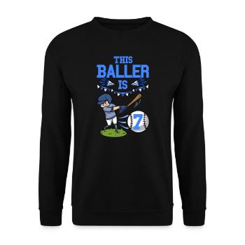 Baseballspieler Dieser Baller ist 7 Geburtstag Baseball - Unisex Pullover - Schwarz - Vorne - Alina (178cm) & Michal (187cm)