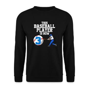 Baseballspieler Dieser Baller ist 3 Geburtstag Baseball - Unisex Pullover - Schwarz - Vorne - Alina (178cm) & Michal (187cm)