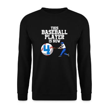 Baseballspieler Dieser Baller ist 4 Geburtstag Baseball - Unisex Pullover - Schwarz - Vorne - Alina (178cm) & Michal (187cm)