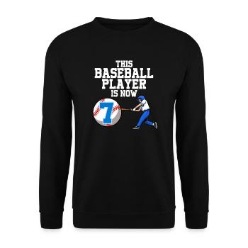 Baseballspieler Dieser Baller ist 7 Geburtstag Baseball - Unisex Pullover - Schwarz - Vorne - Alina (178cm) & Michal (187cm)
