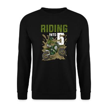 Fahren in 5 Dirt Bike Motocross Geburtstag - Unisex Pullover - Schwarz - Vorne - Alina (178cm) & Michal (187cm)