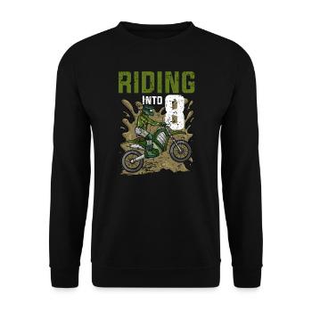 Fahren in 8 Dirt Bike Motocross Geburtstag - Unisex Pullover - Schwarz - Vorne - Alina (178cm) & Michal (187cm)