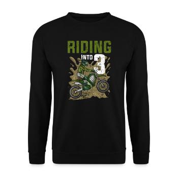 Fahren in 3 Dirt Bike Motocross Geburtstag - Unisex Pullover - Schwarz - Vorne - Alina (178cm) & Michal (187cm)