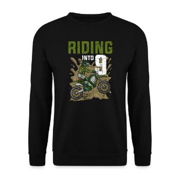 Fahren in 9 Dirt Bike Motocross Geburtstag - Unisex Pullover - Schwarz - Vorne - Alina (178cm) & Michal (187cm)