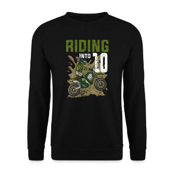 Fahren in 10 Dirt Bike Motocross Geburtstag - Unisex Pullover - Schwarz - Vorne - Alina (178cm) & Michal (187cm)